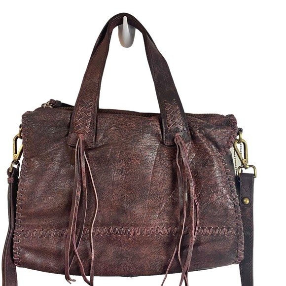 Nino Bossi Large Burgundy Leather Hobo Shoulder Tote Womens Handbag - Picture 12 of 12